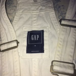White Gap overalls